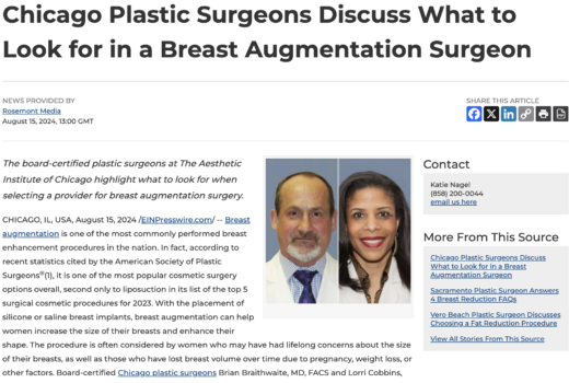 Chicago Plastic Surgeons Share Tips on What to Look for in a Breast Augmentation Surgeon